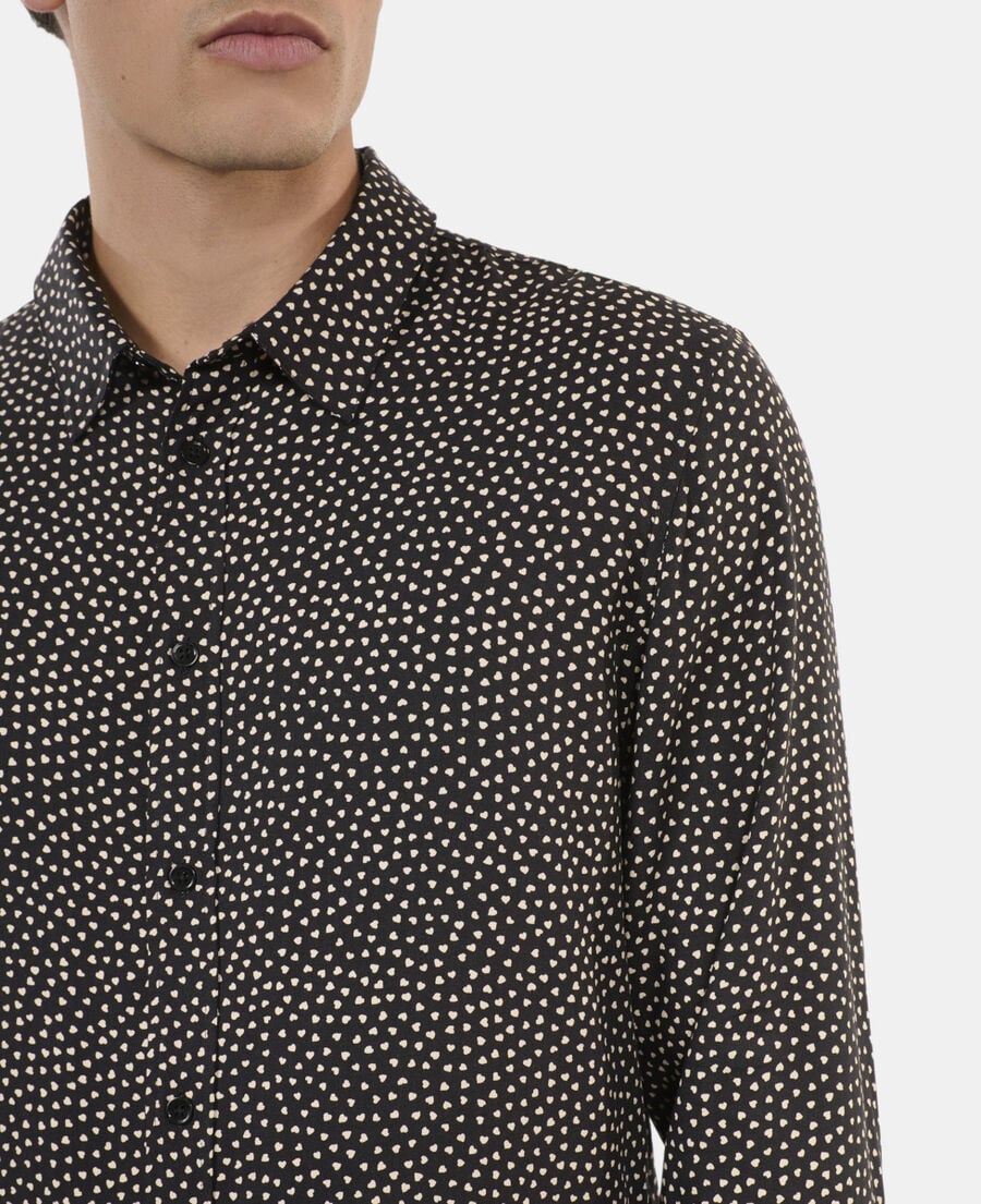 The Kooples MEN BLACK WHITE black and white hearts printed shirt