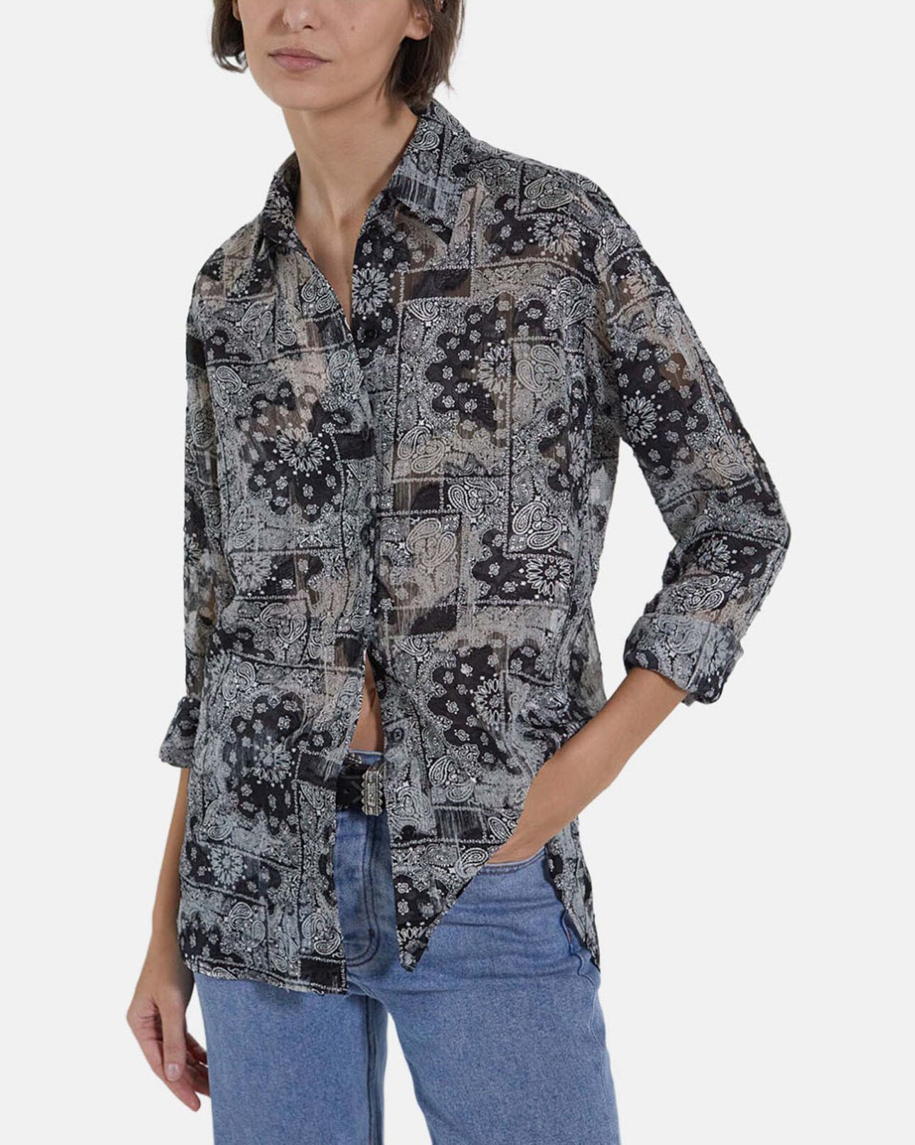 The Kooples DAMEN BLACK hemd bandana-print