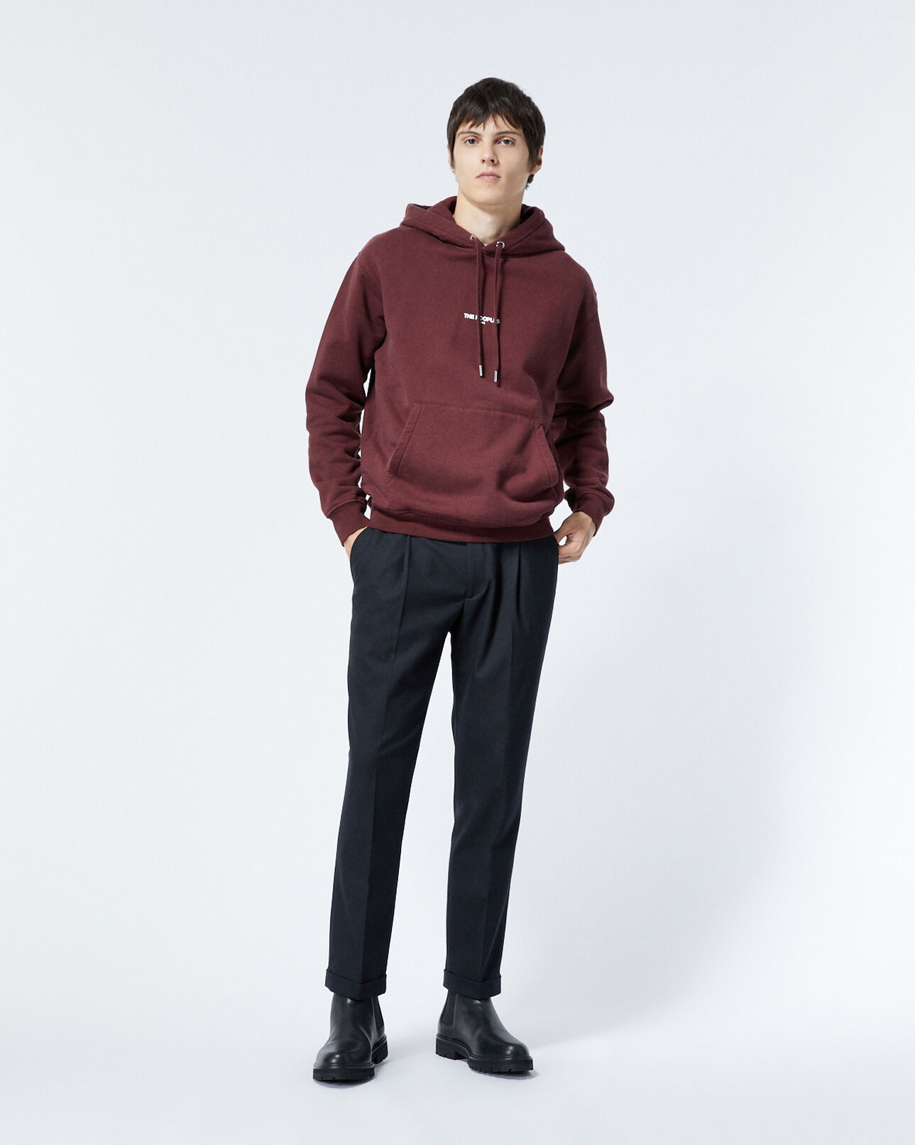 The Kooples HOMME BORDEAUX sweat bordeaux à capuche et logo