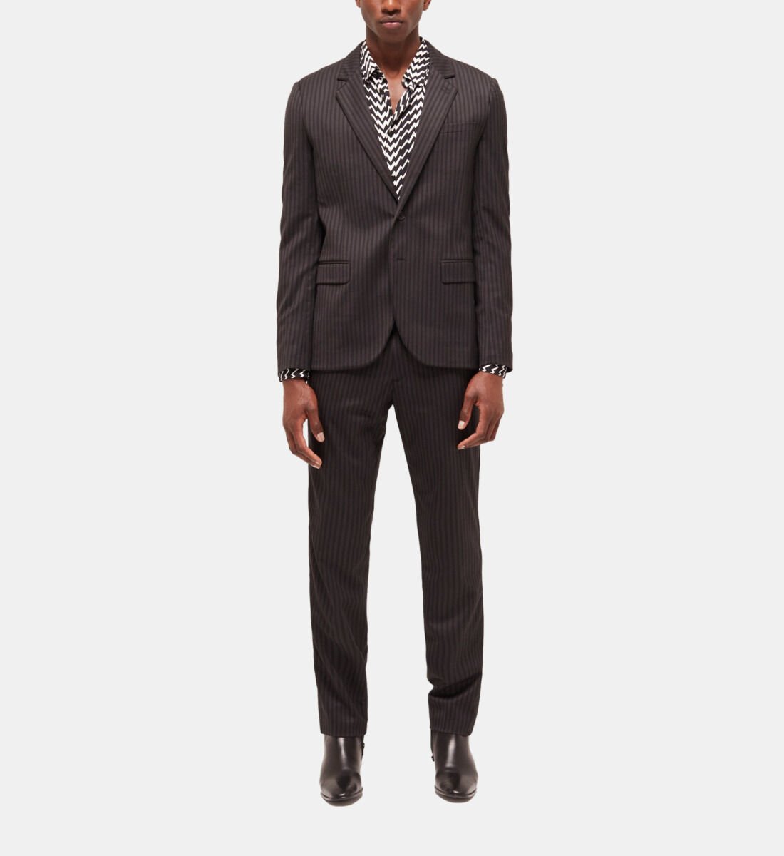 Black and white striped blazer men sale