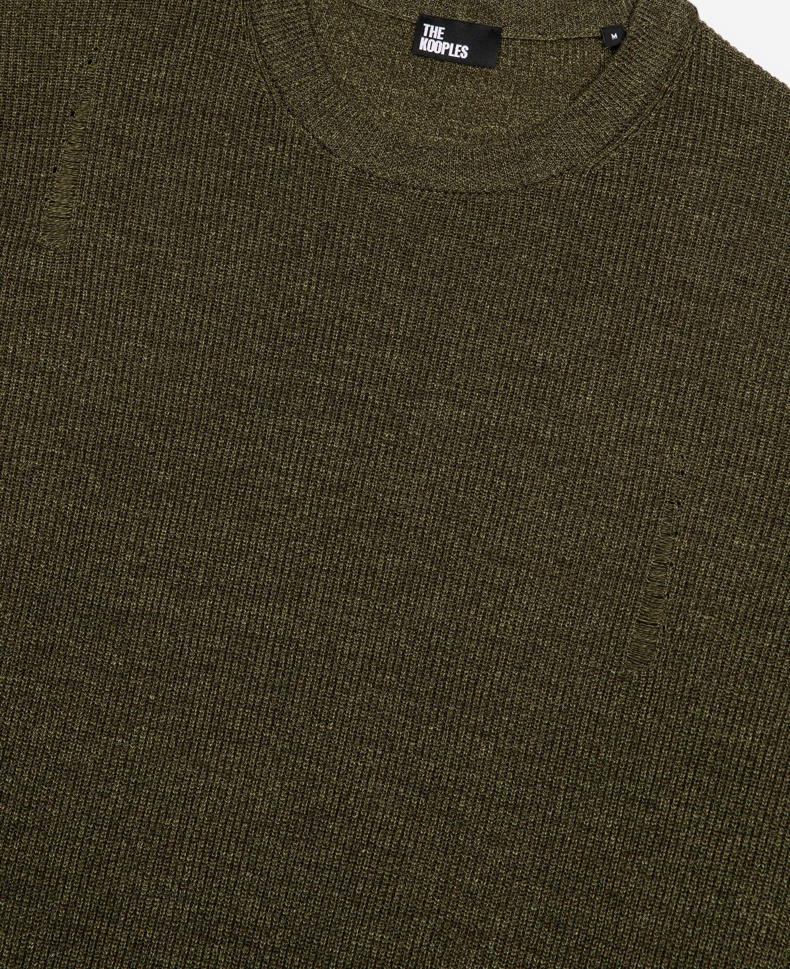 The Kooples MEN OLIVE KAKI khaki wool and linen sweater