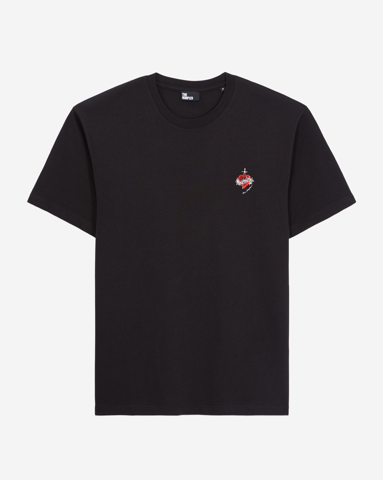 The Kooples MEN BLACK men's black t-shirt with dagger through heart embroidery