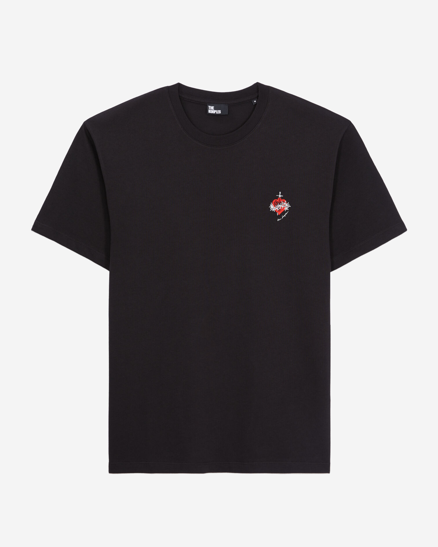 Men's black t-shirt with dagger through heart embroidery, BLACK, hi-res image number null