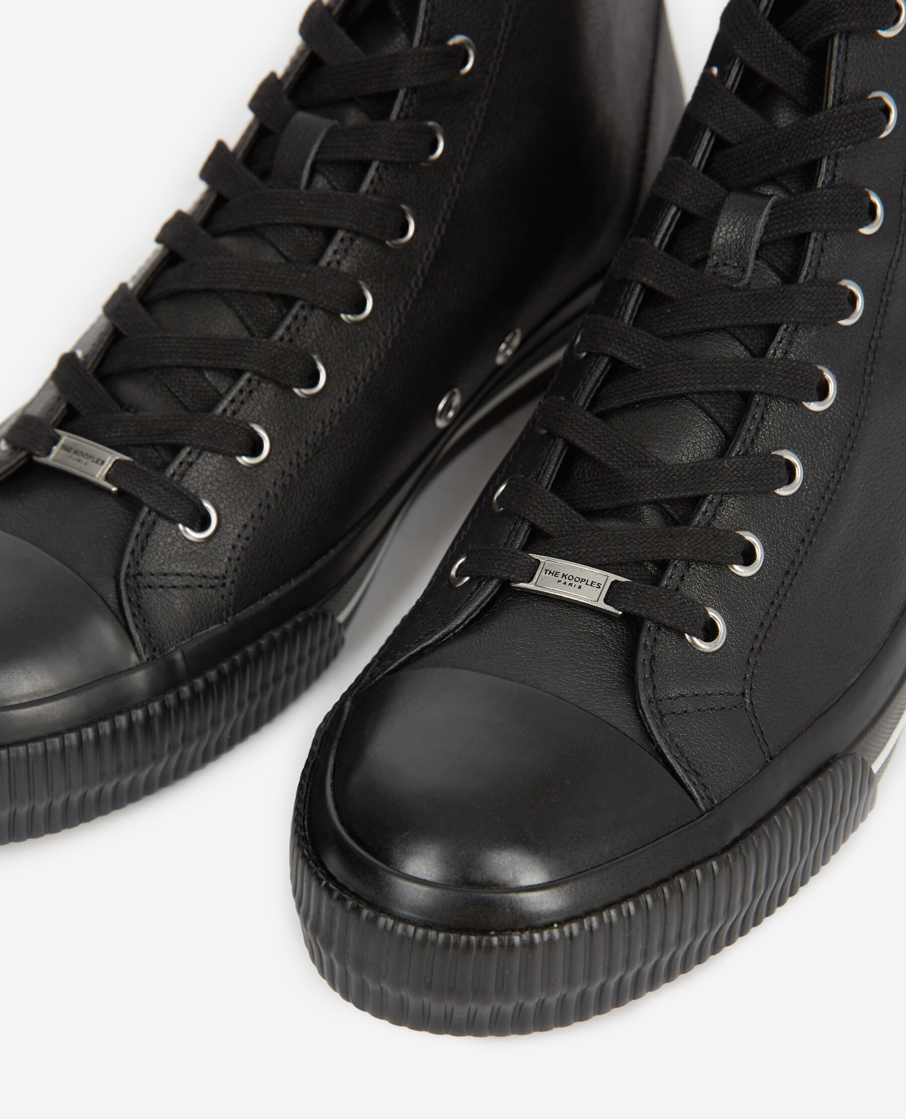Black high top sneakers in smooth leather The Kooples