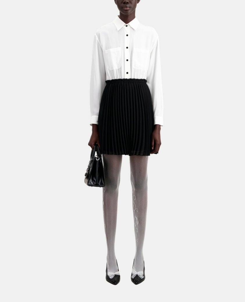The Kooples F BLACK WHITE short black and white pleated dress