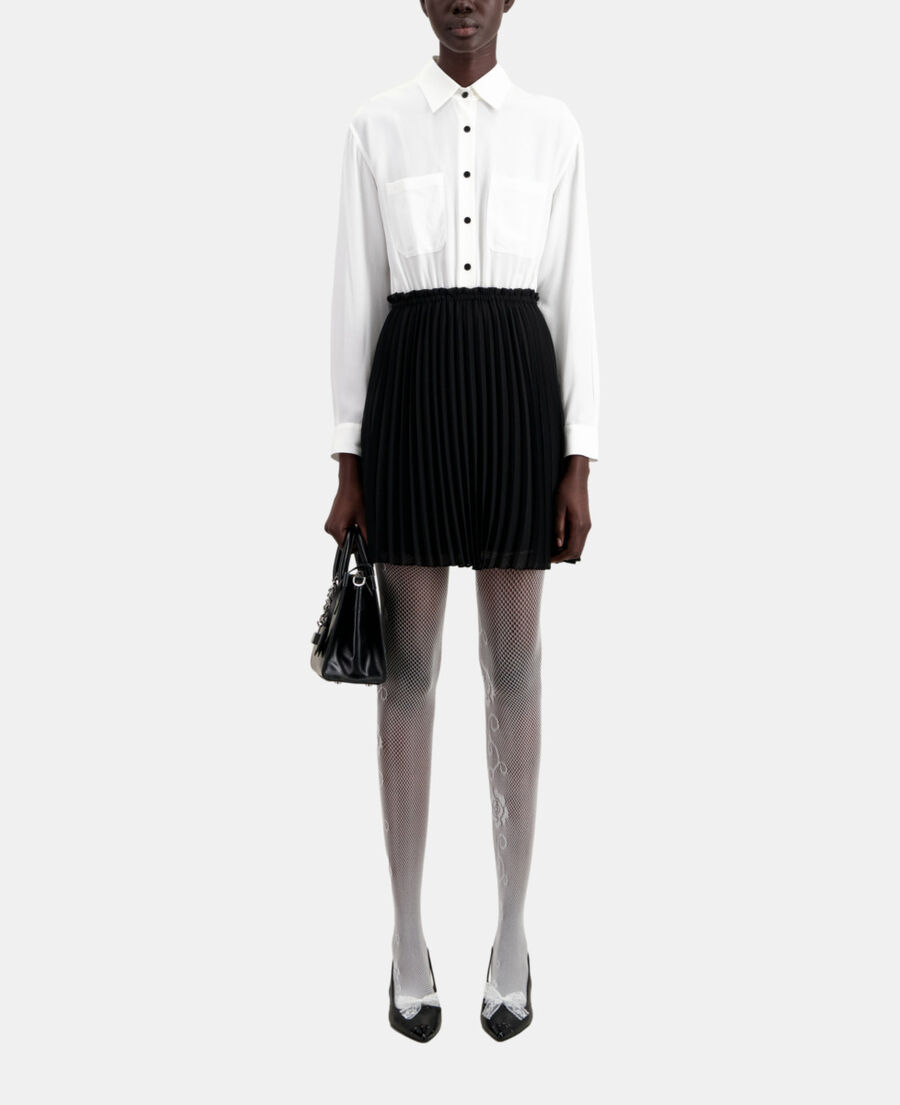 The Kooples F BLACK WHITE short black and white pleated dress