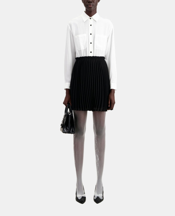 The Kooples WOMEN BLACK WHITE short black and white pleated dress