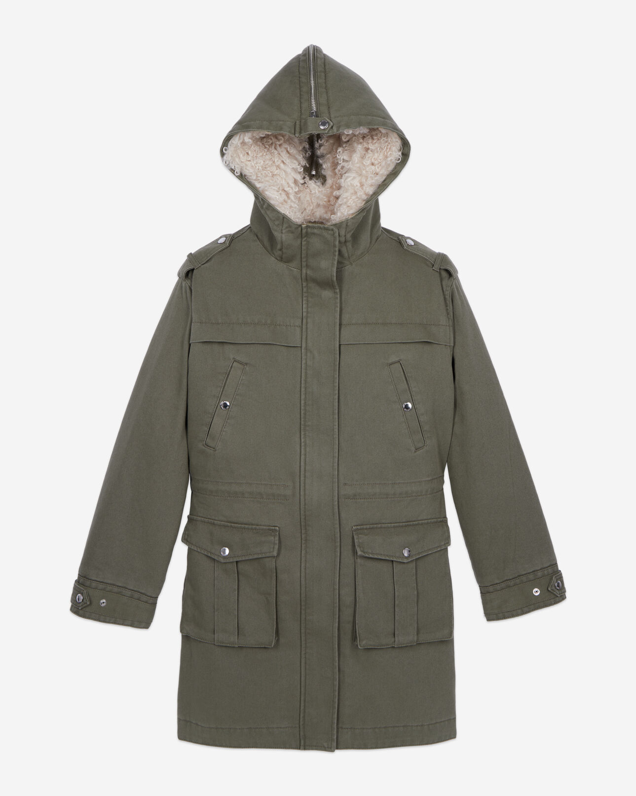 The Kooples FEMME OLIVE NIGHT parka à capuche kaki
