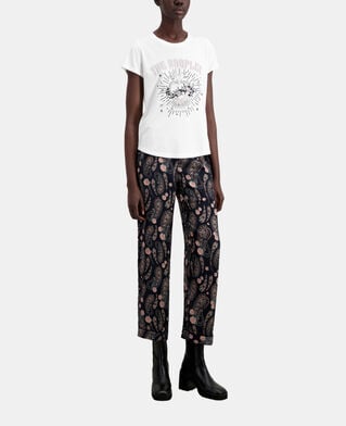 The Kooples F WHITE women's white t-shirt with dagger through heart serigraphy