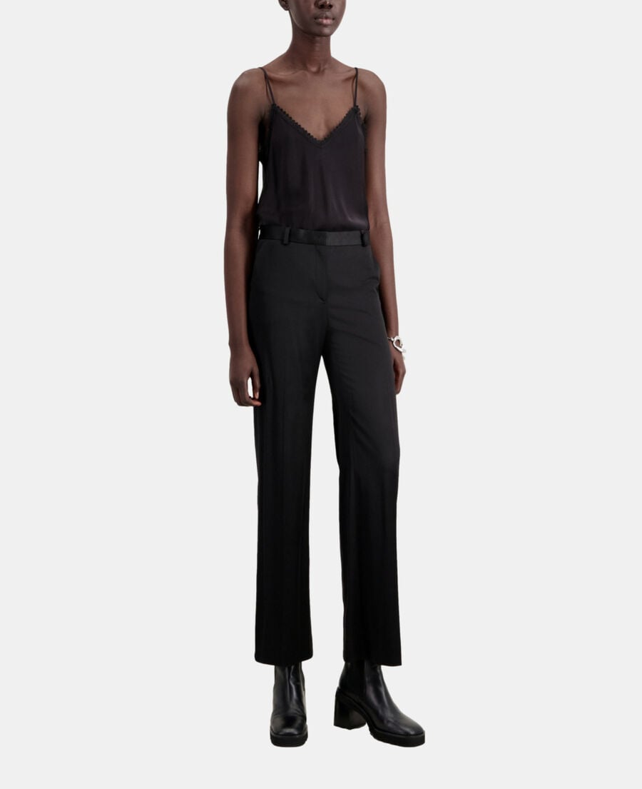 The Kooples WOMEN BLACK black satin suit trousers