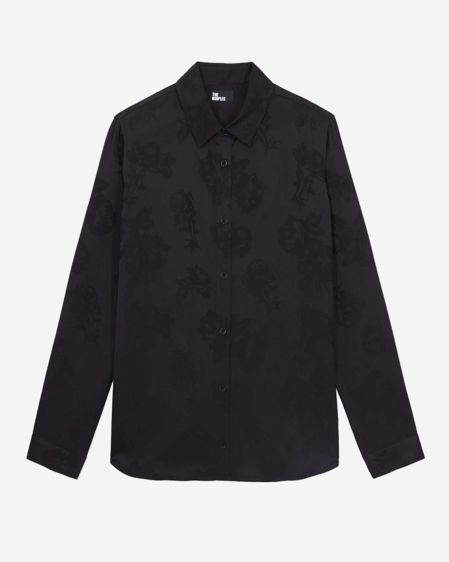 Chemise jacquard fleurie noire, BLACK, hi-res image number null