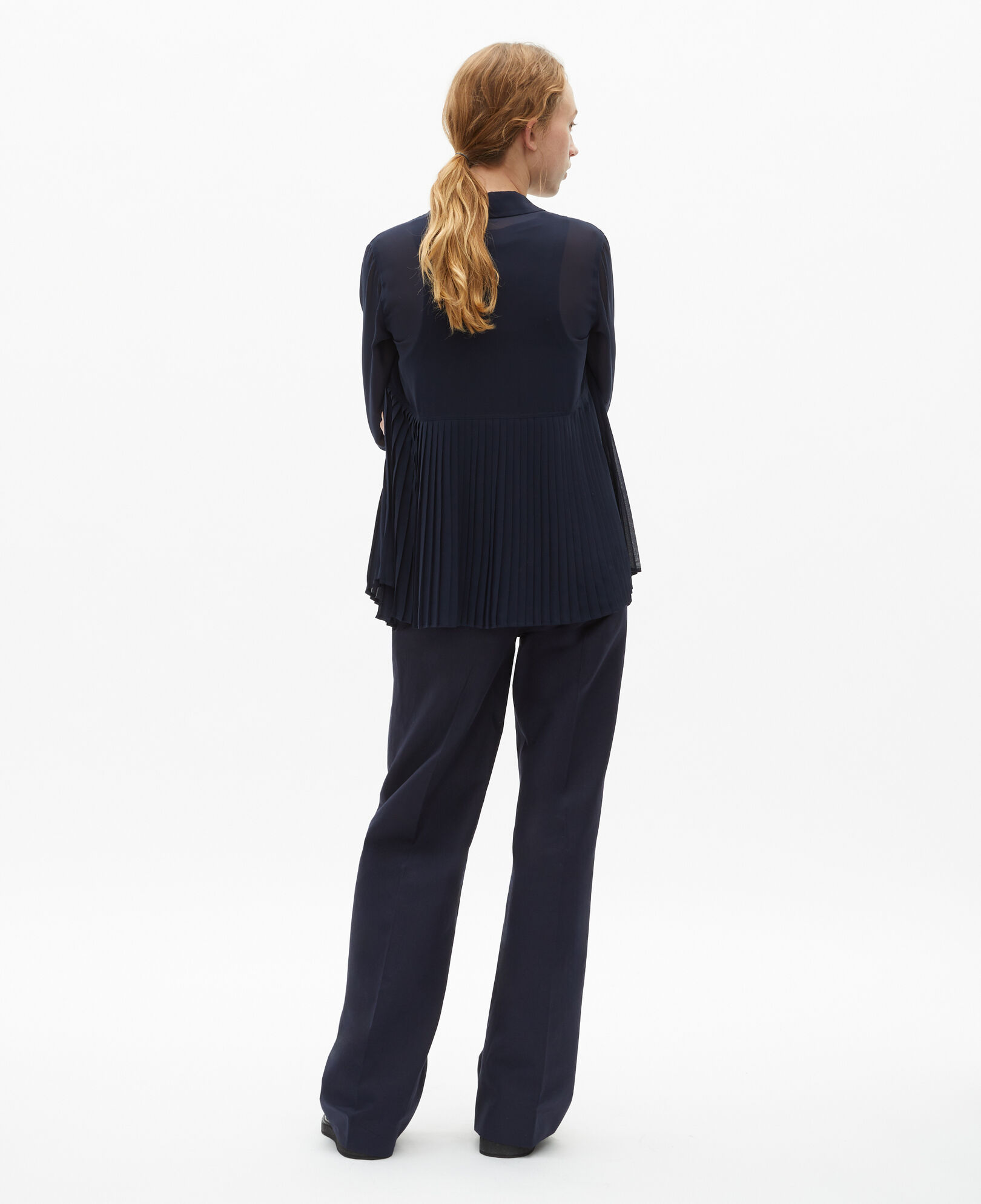 The Kooples WOMEN NAVY navy blue pleated shirt
