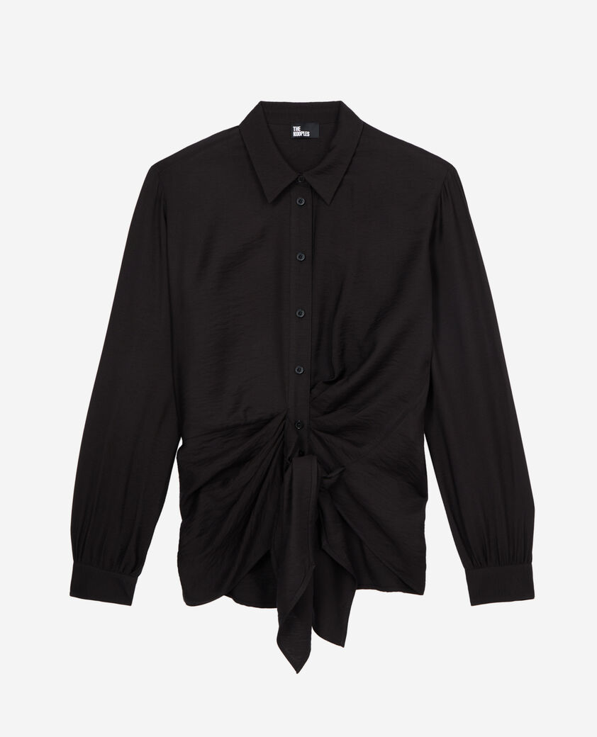 The Kooples FEMME BLACK chemise noire avec effet drapé