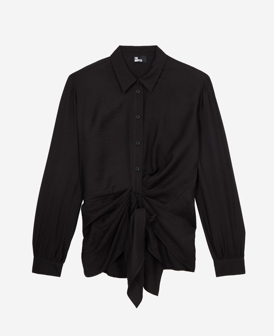 The Kooples FEMME BLACK chemise noire avec effet drapé