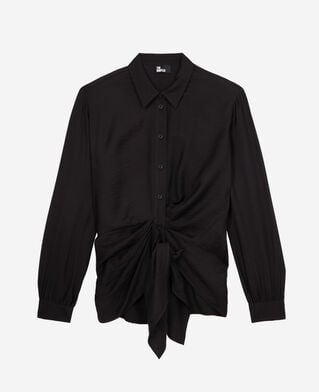 The Kooples FEMME BLACK chemise noire avec effet drapé
