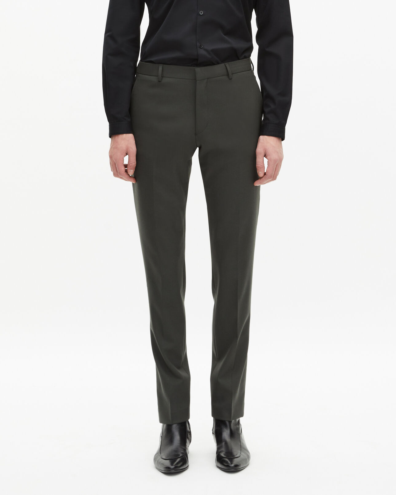 The Kooples MEN KAKI khaki wool suit trousers fitted trousers