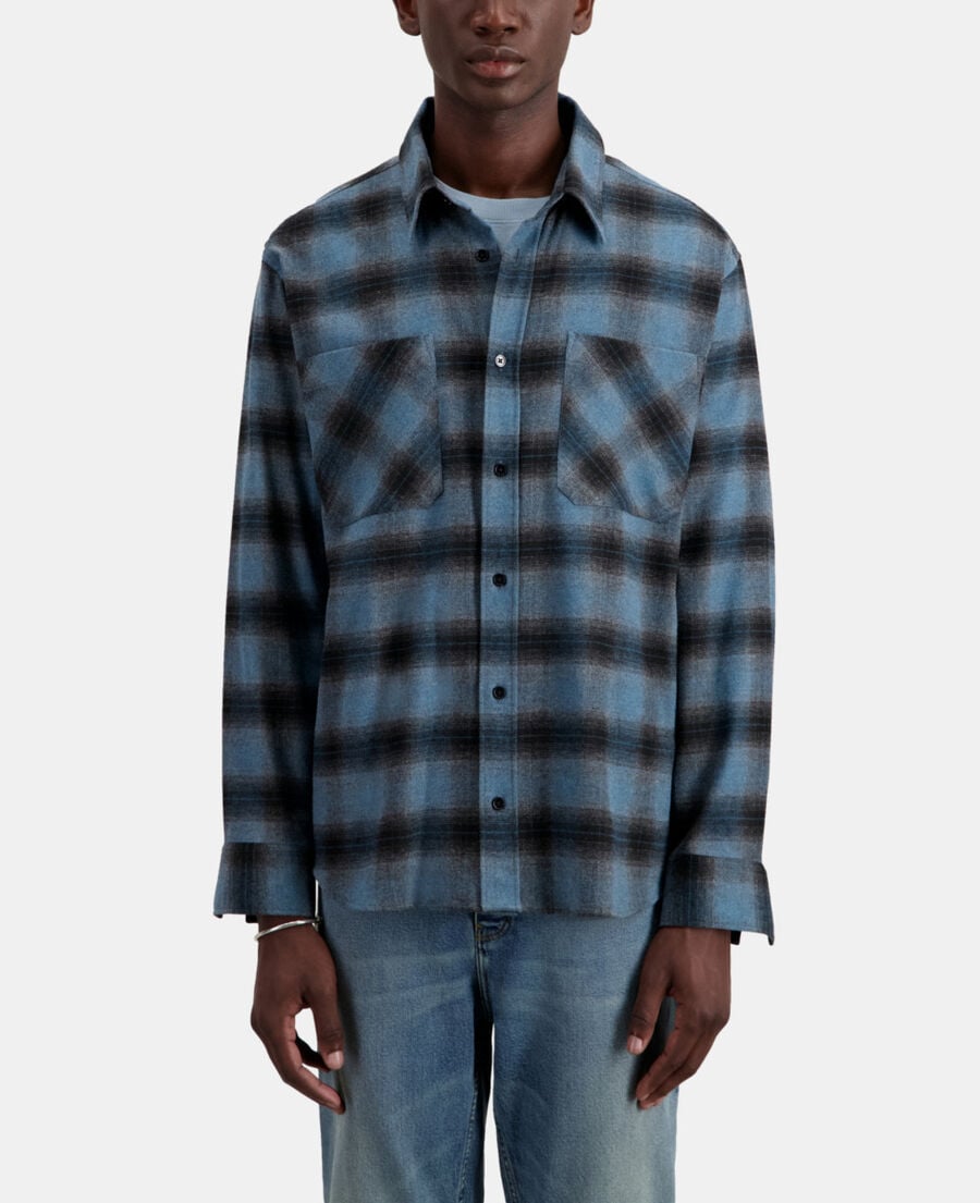 The Kooples MEN ELECTRIC BLUE/BLACK blue checkered shirt