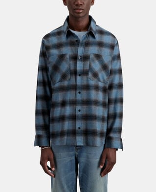 The Kooples MEN ELECTRIC BLUE/BLACK blue checkered shirt