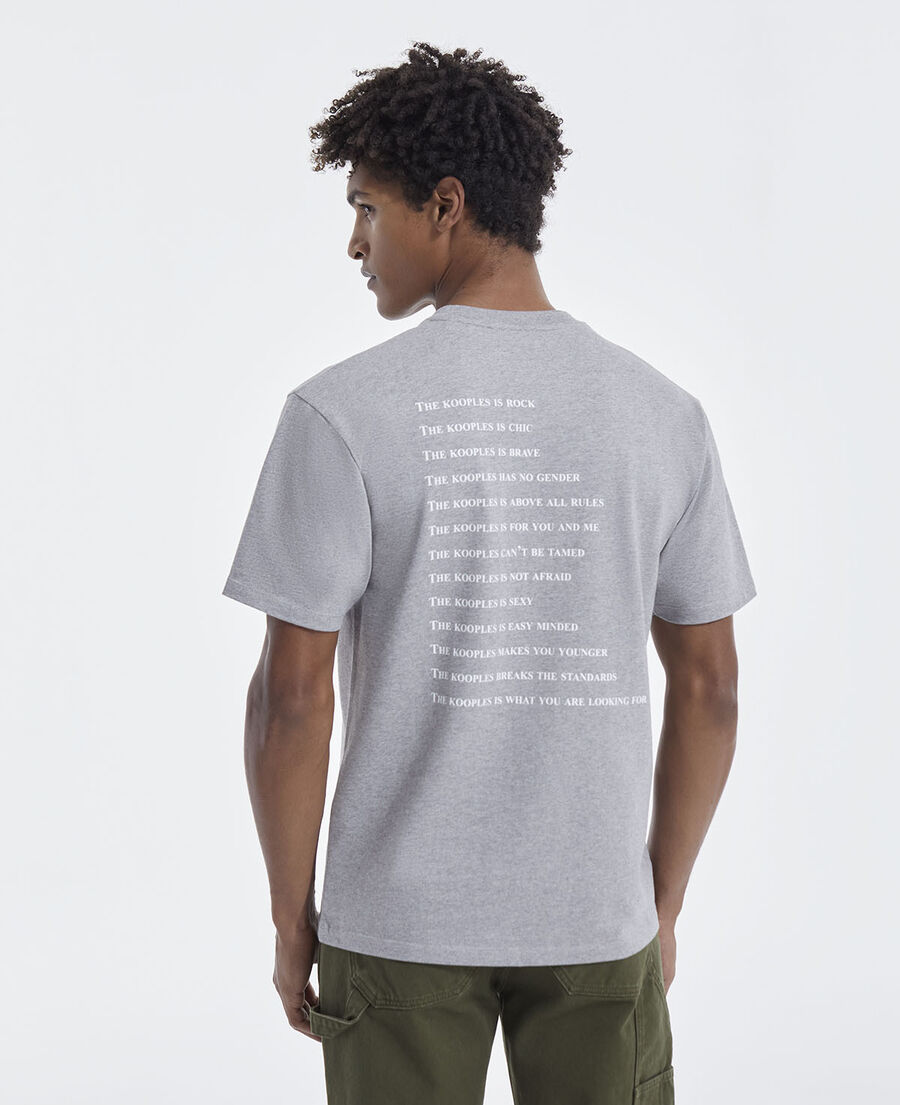 gray cotton t-shirt with "what is" print