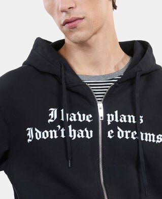 The Kooples H BLACK WASHED black hoodie with serigraphy