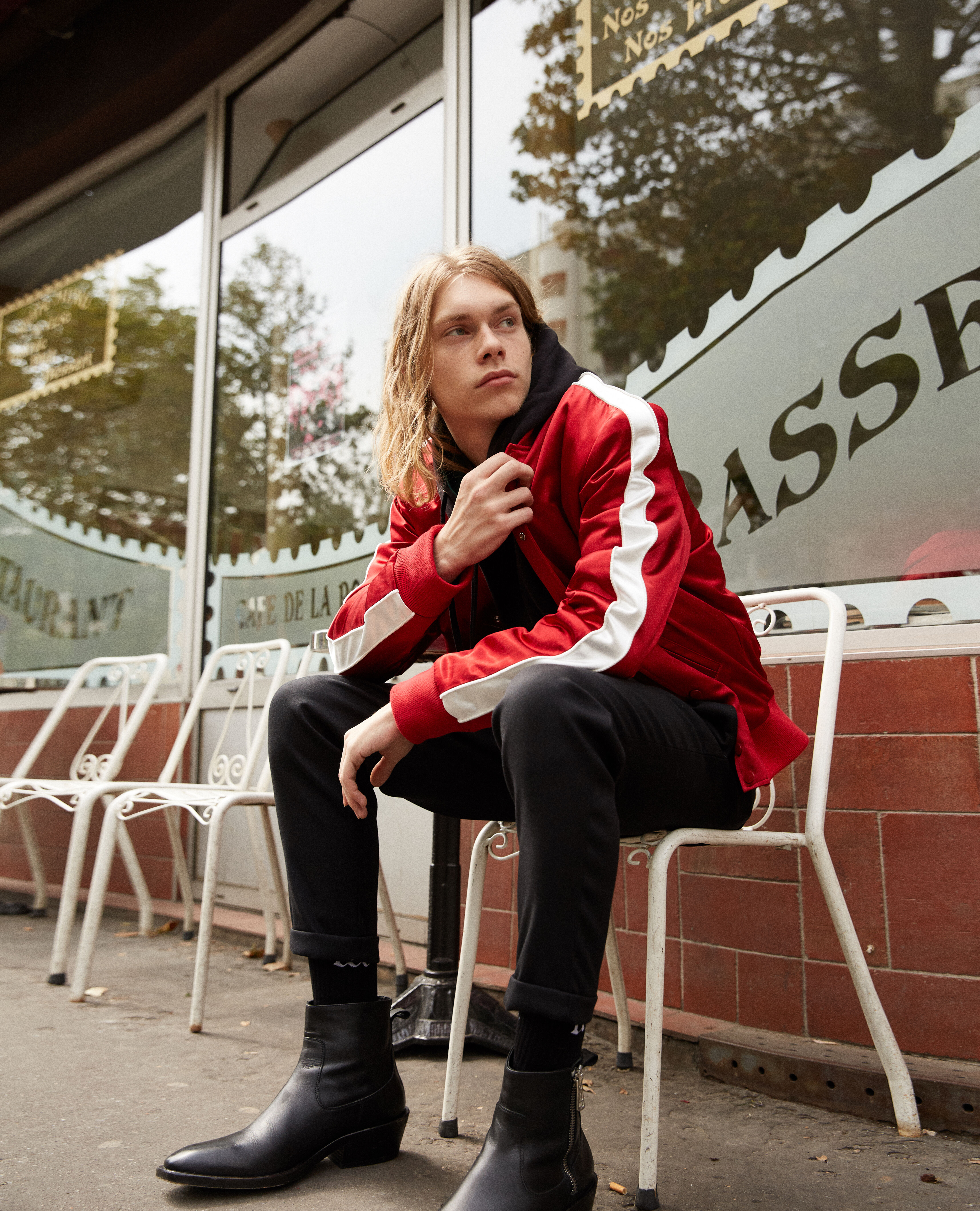 Red satin bomber best sale jacket mens