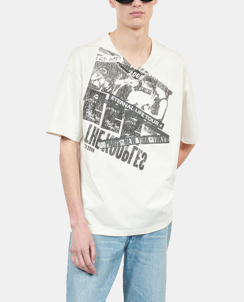 The Kooples HOMME ECRU t-shirt avec s&eacute;rigraphie &eacute;cru