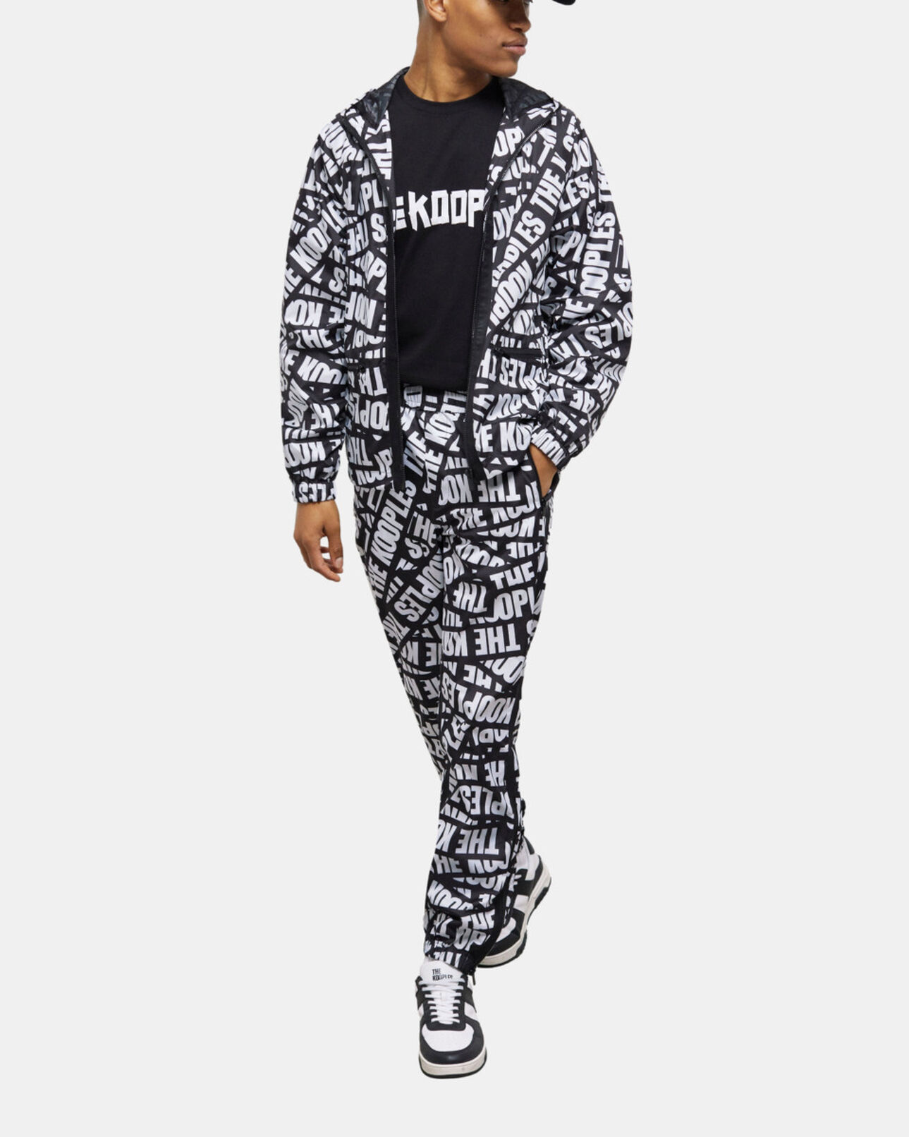 The Kooples MEN BLACK / WHITE windbreaker with tape logo