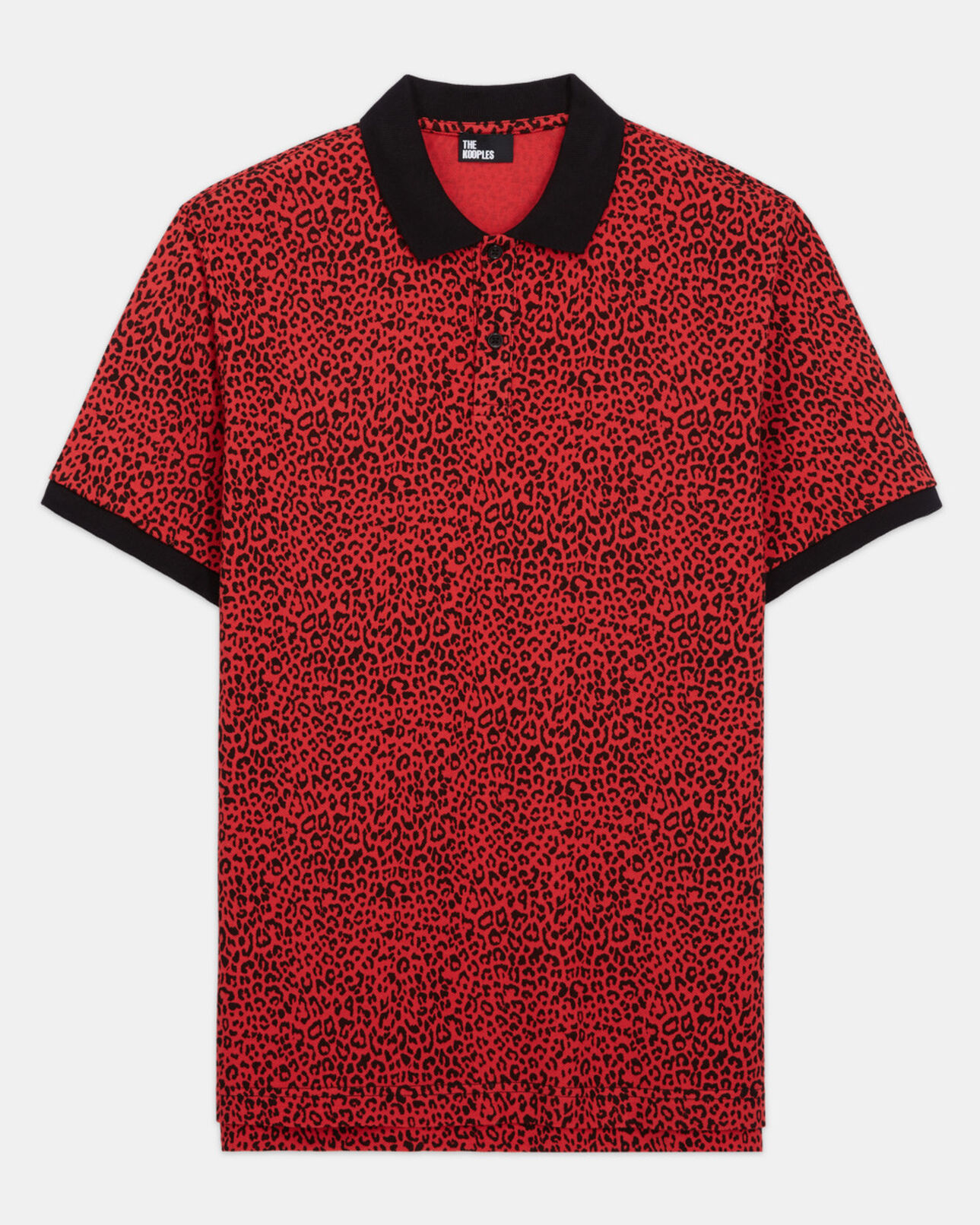The Kooples MEN DARK RED red polo with leopard print