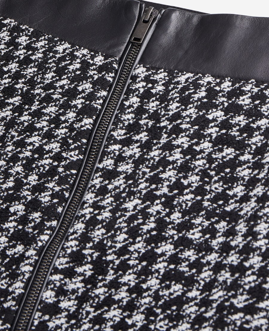 The Kooples WOMEN BLACK WHITE short black tweed skirt