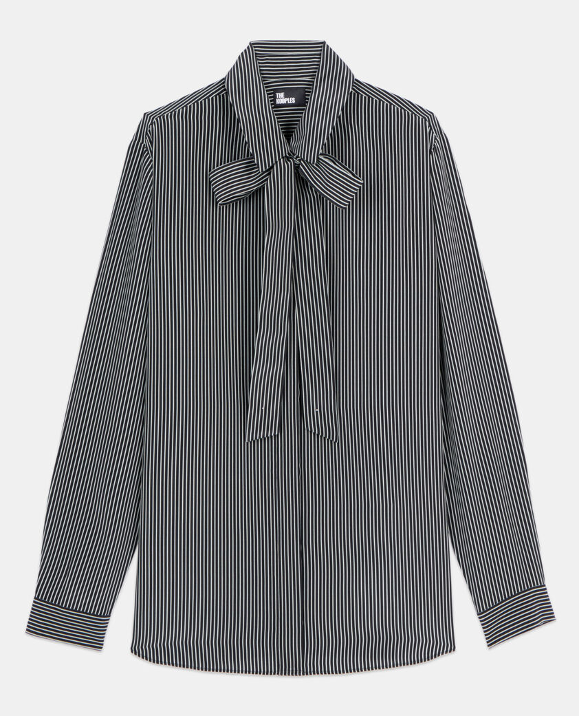 The Kooples FEMME BLACK WHITE chemise en soie à rayures