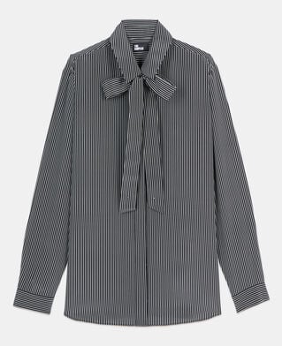 The Kooples F BLACK WHITE striped silk shirt