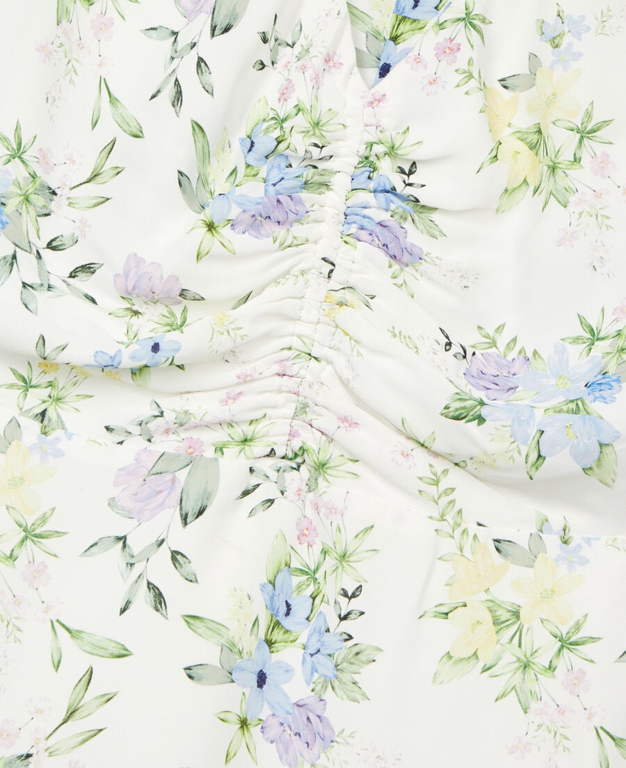 The Kooples DAMEN LIGHT BLUE/WHITE kurzes kleid mit raffungen und print