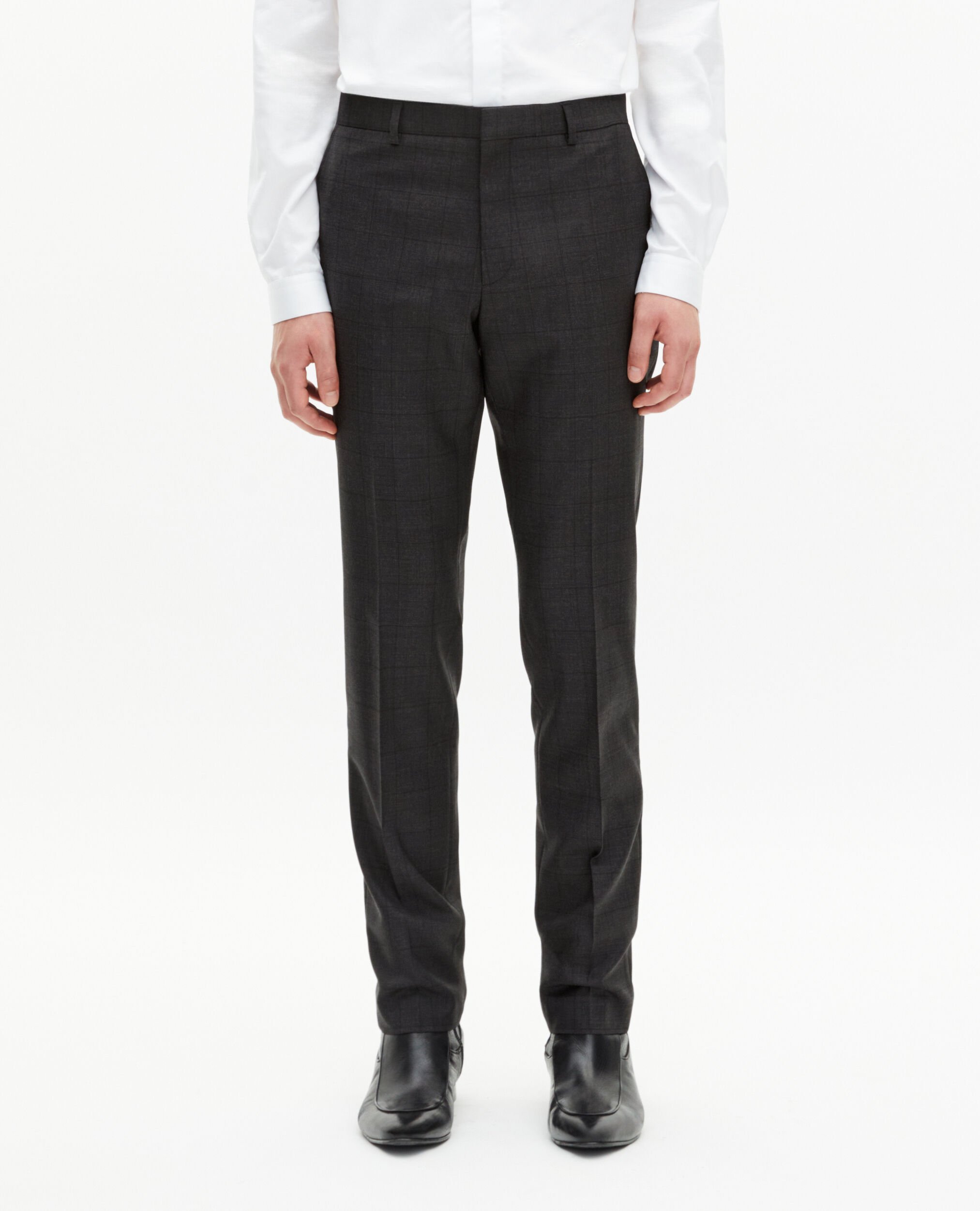 Black check fitted suit pants, BLACK, hi-res image number null