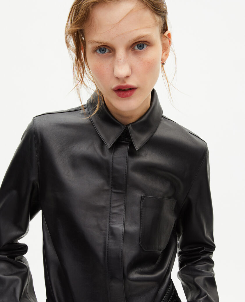 The Kooples FEMME BLACK chemise en cuir noire