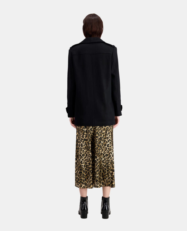 The Kooples FEMME BLACK caban noir en laine mélangée