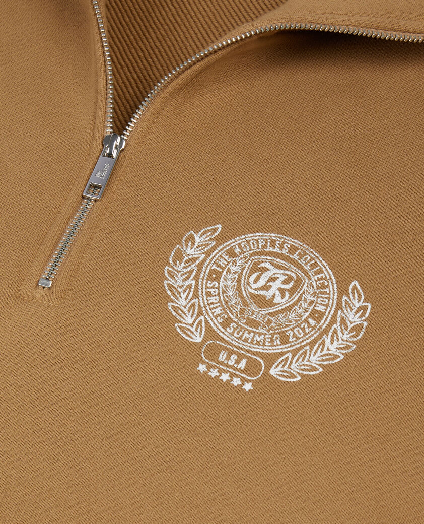 The Kooples HOMME LIGHT BROWN sweatshirt avec s&eacute;rigraphie marron