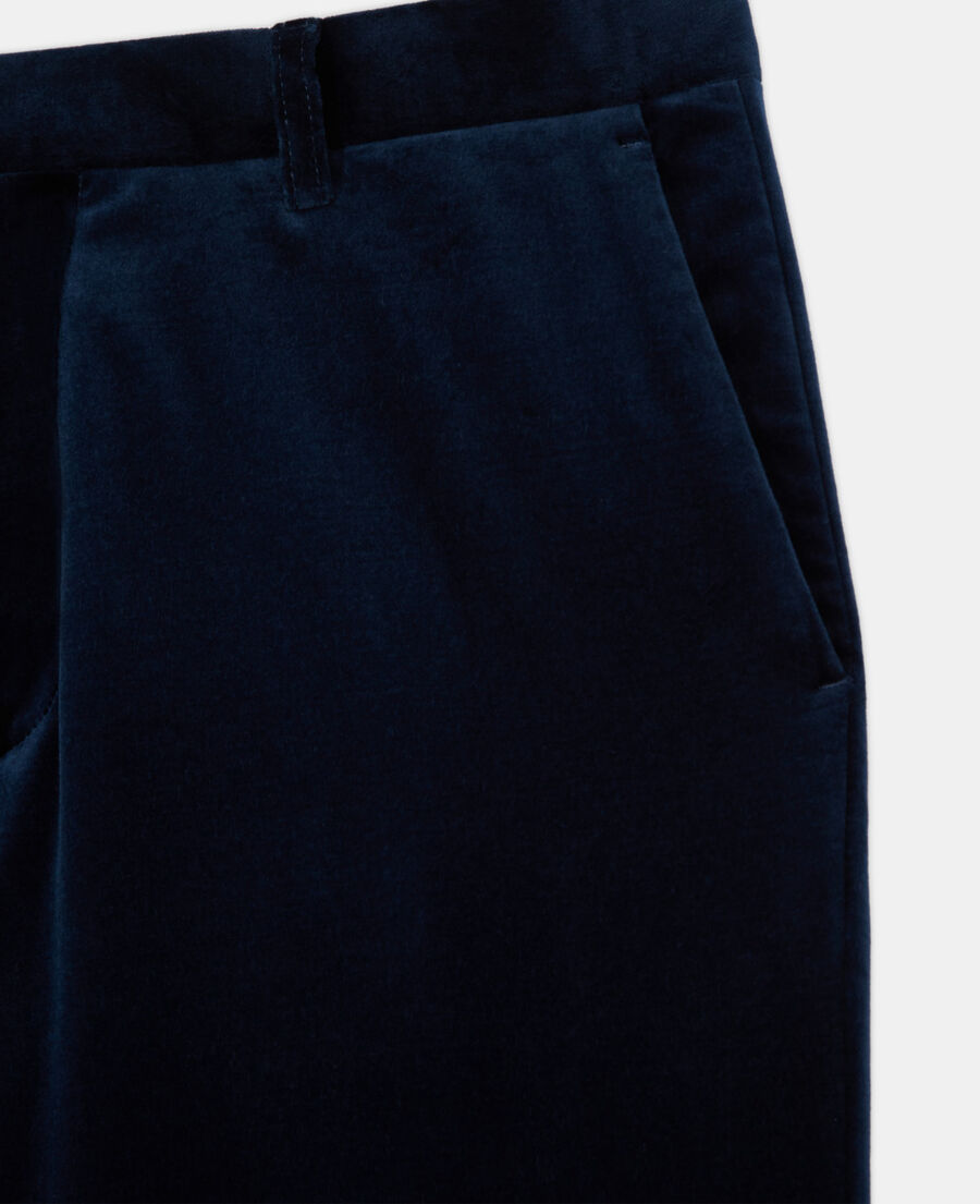 pantalon de costume en velours bleu