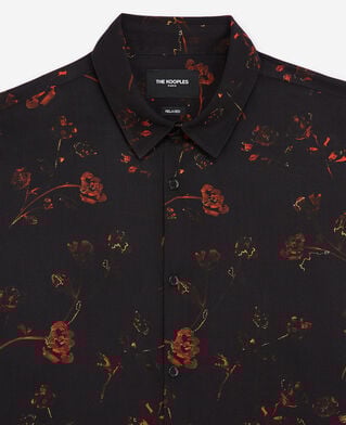 The Kooples H BLACK - RED flowing printed shirt black floral print