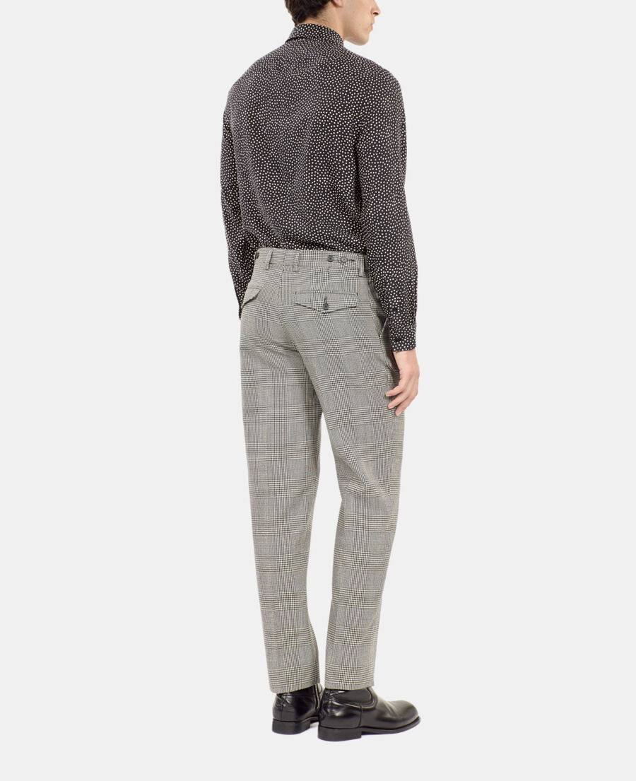 The Kooples HOMME BLACK WHITE pantalon de costume en laine pied de poule noir et blanc