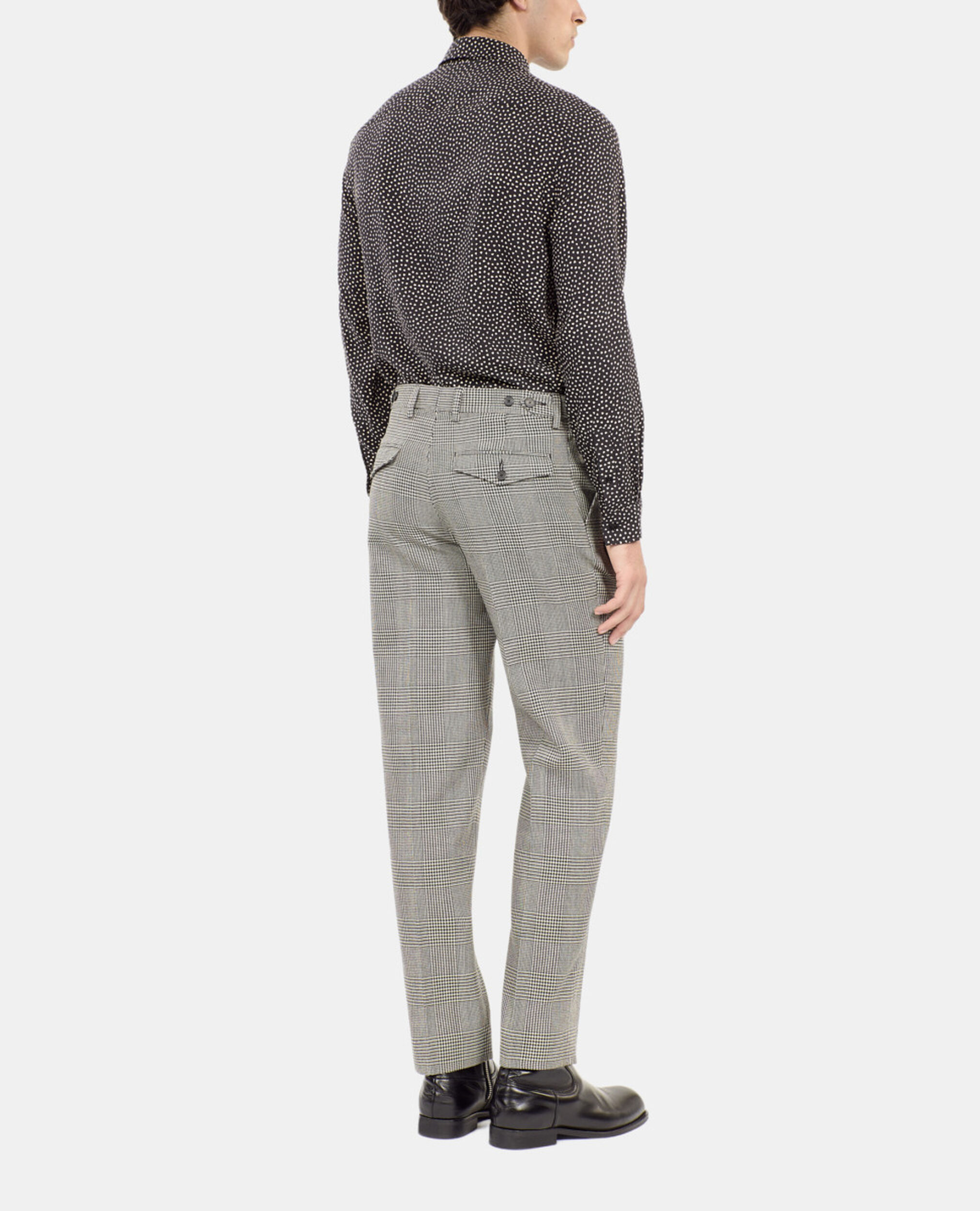 Pantalon de costume en laine pied de poule noir et blanc, BLACK WHITE, hi-res image number null
