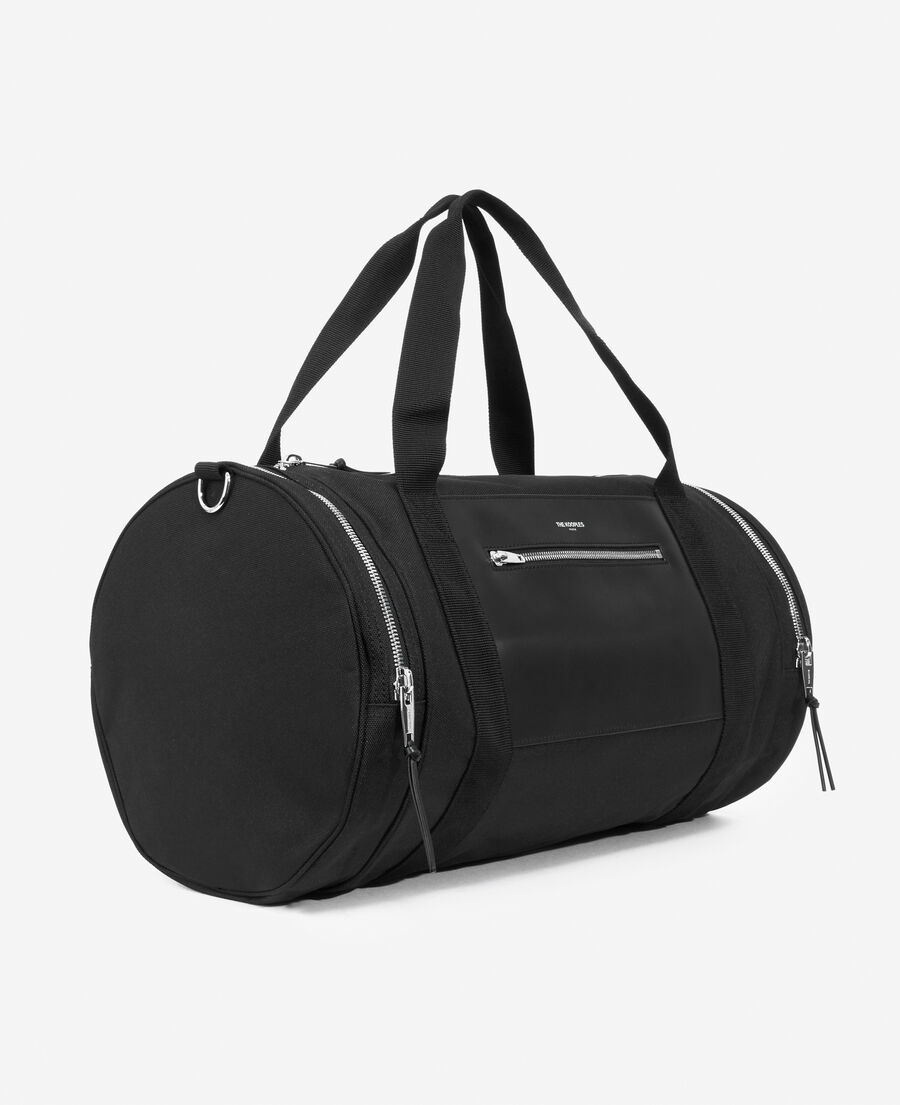 Black nylon sports bag with a leather pocket The Kooples US