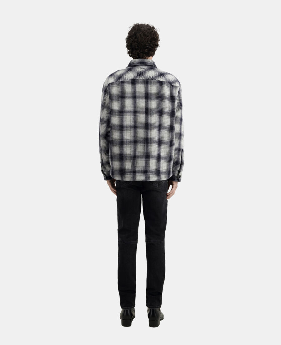 The Kooples MEN GREY BLACK checkered wool-blend overshirt jacket