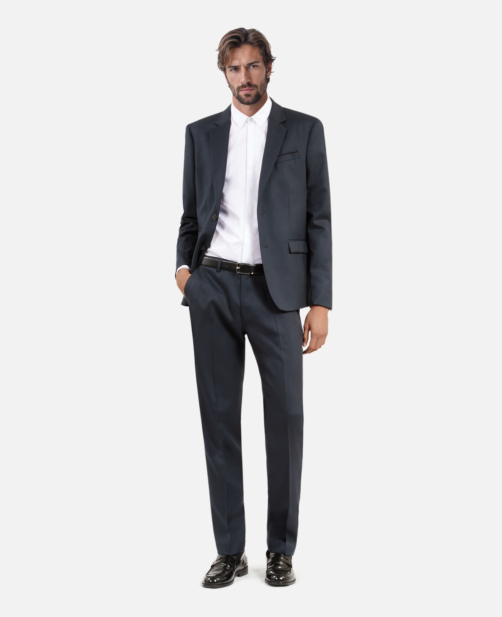 The Kooples MEN BLUE PETROL straight-cut blue suit jacket