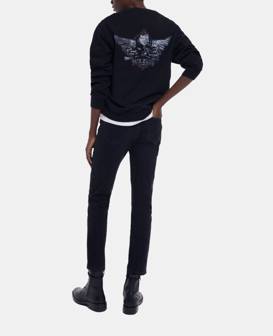 The Kooples FEMME BLACK WASHED sweat s&eacute;rigraphi&eacute; noir