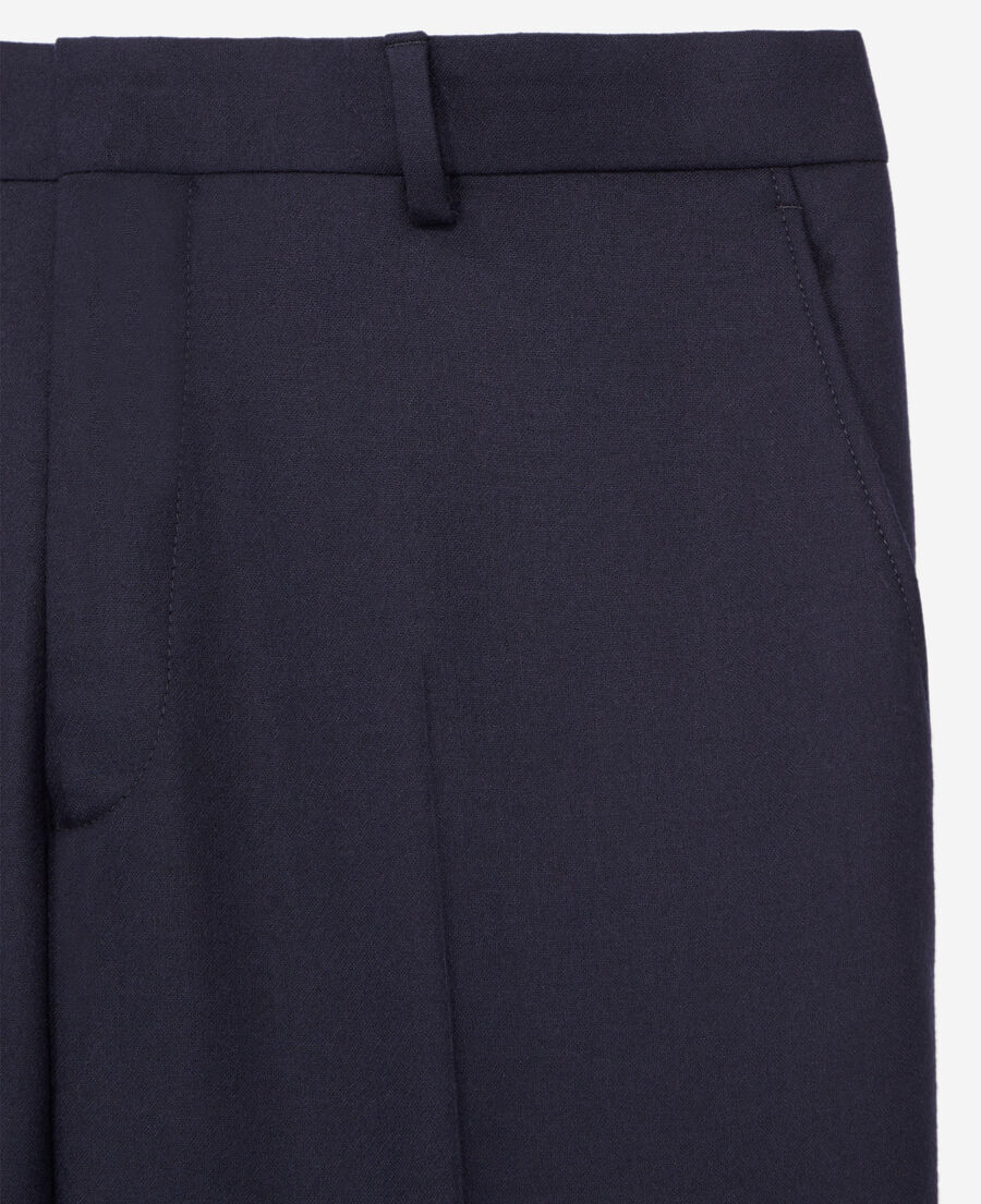 The Kooples HOMME NAVY pantalon de costume bleu marine en flanelle