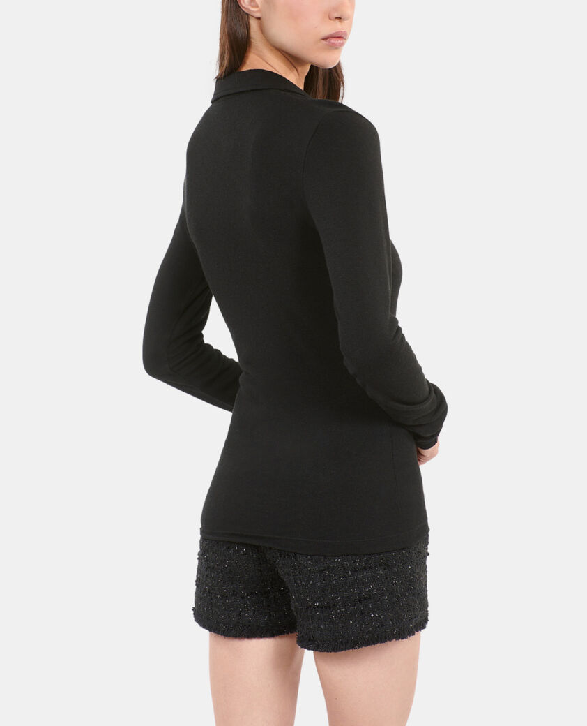 The Kooples FEMME BLACK polo manches longues noir