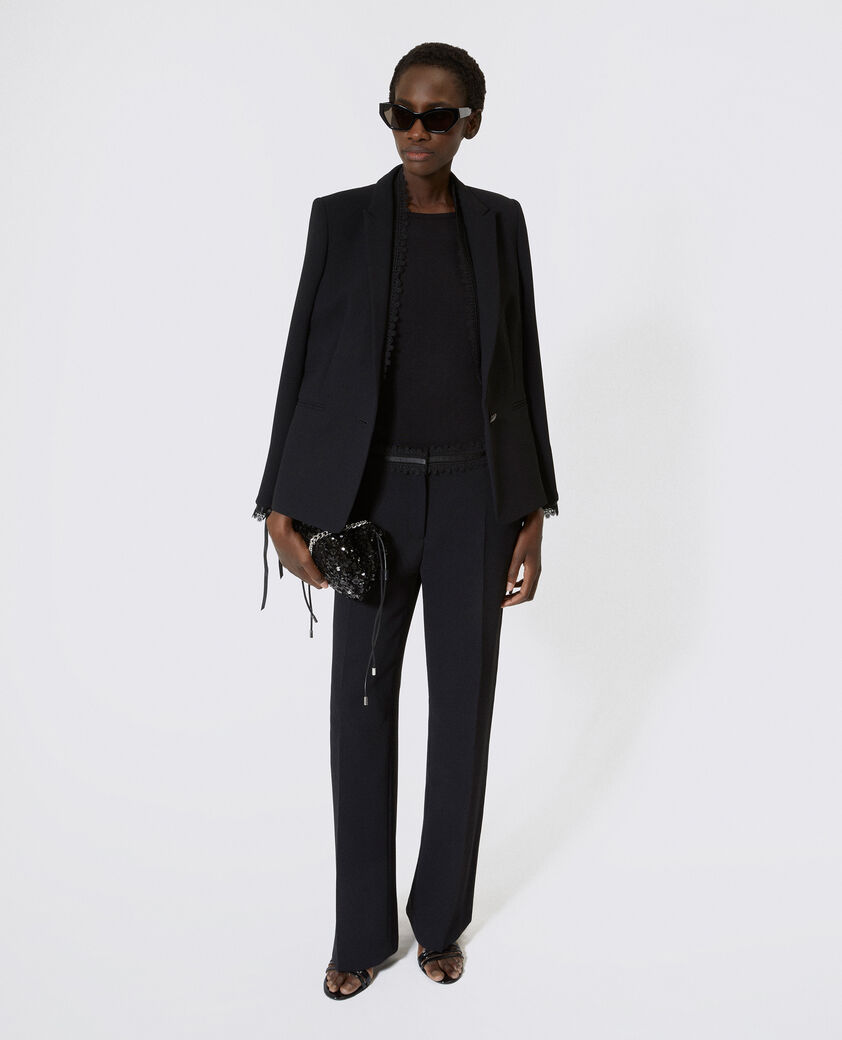 The Kooples FEMME BLACK veste tailleur avec bande dentelle noire