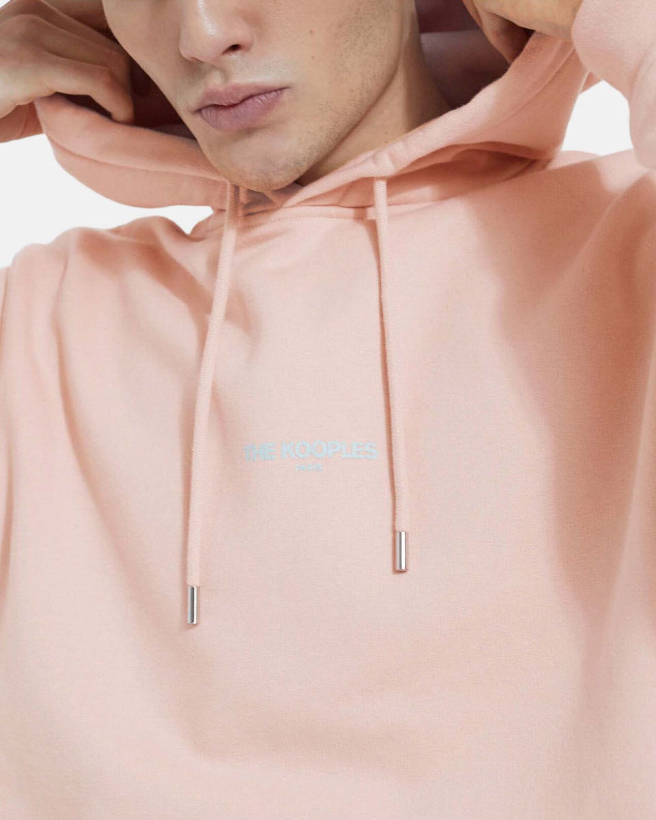 The Kooples MEN PINK pink cotton hoodie with logo on the chest