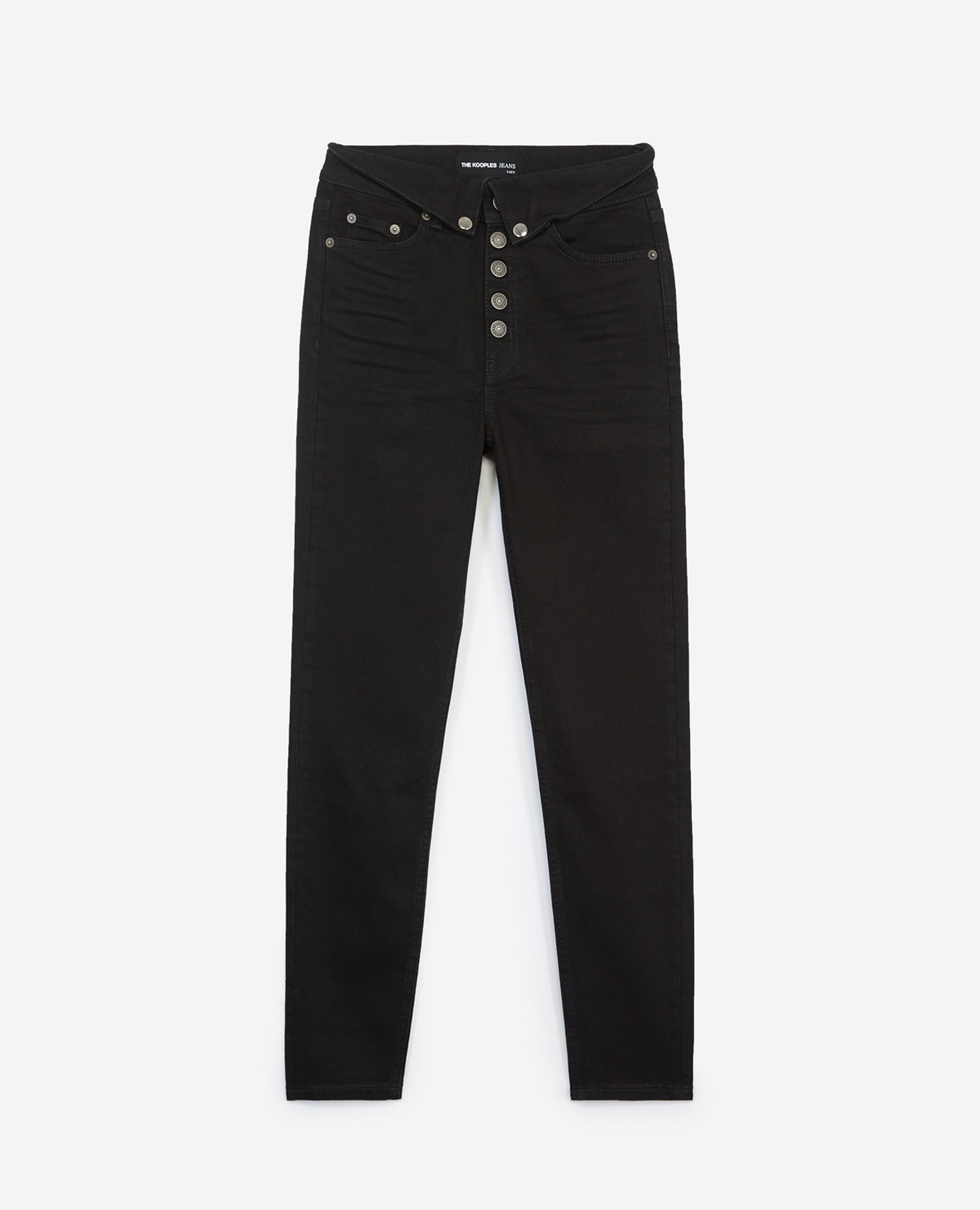 Black jeans with fold-over waist, BLACK, hi-res image number null