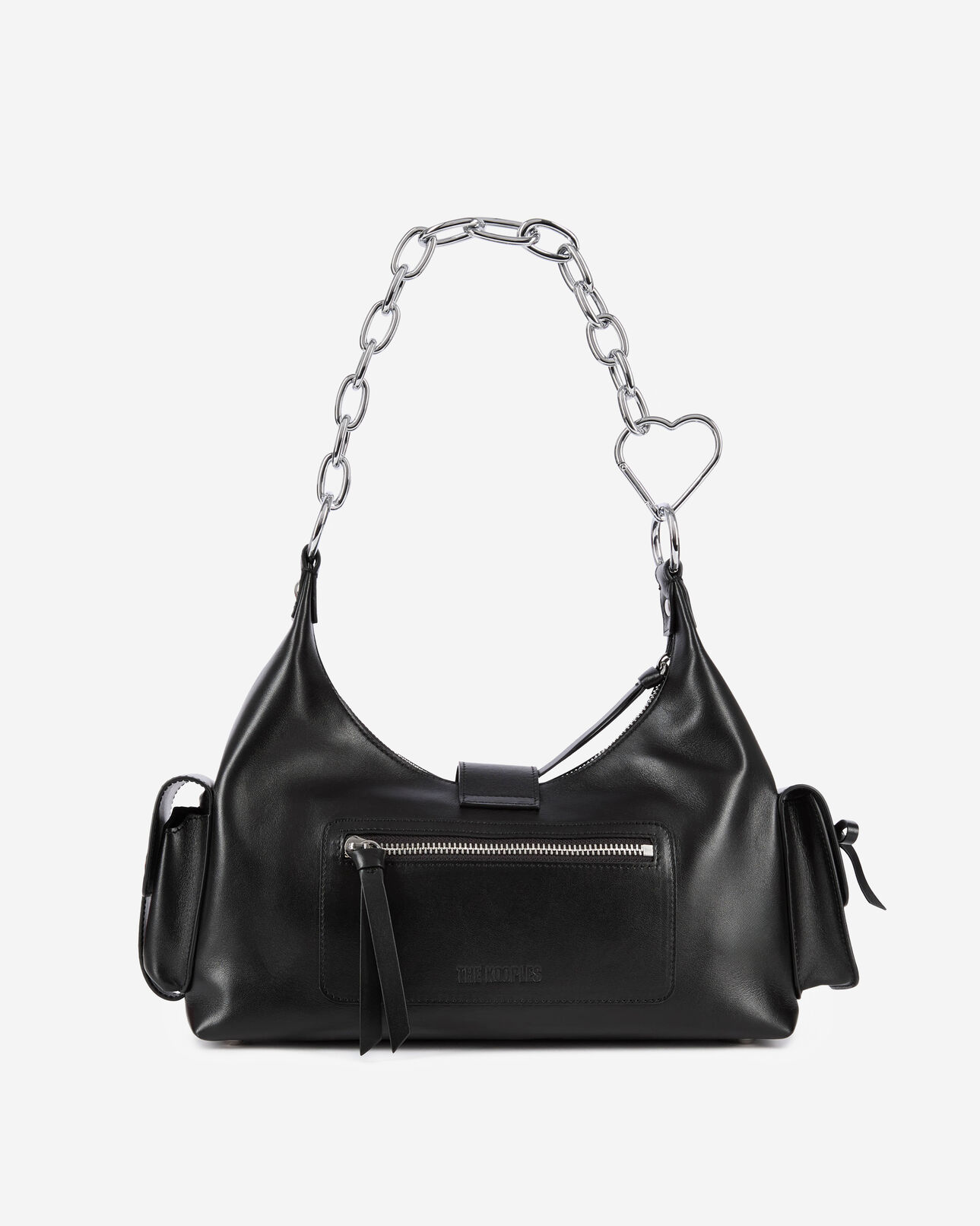 The Kooples FEMME BLACK sac amelia avec chaîne en cuir lisse noir